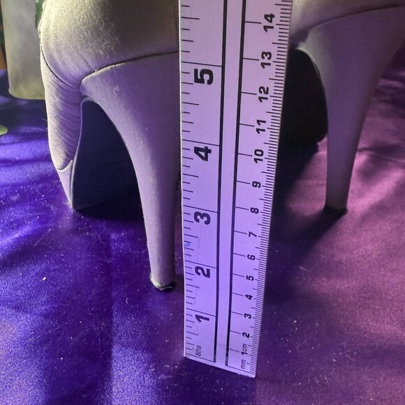 📌Blake Scott Beautiful Plated Fabric Open Toe 5" High Heel Pumps with Platform - Picture 5 of 12